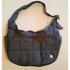 Westbronco Small Puffer Cresent Shoulder Bag Quilted Adjustable Black